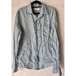 Men's Uniqlo long sleeve‎ button down casual Shirt Size Small light blue pocket